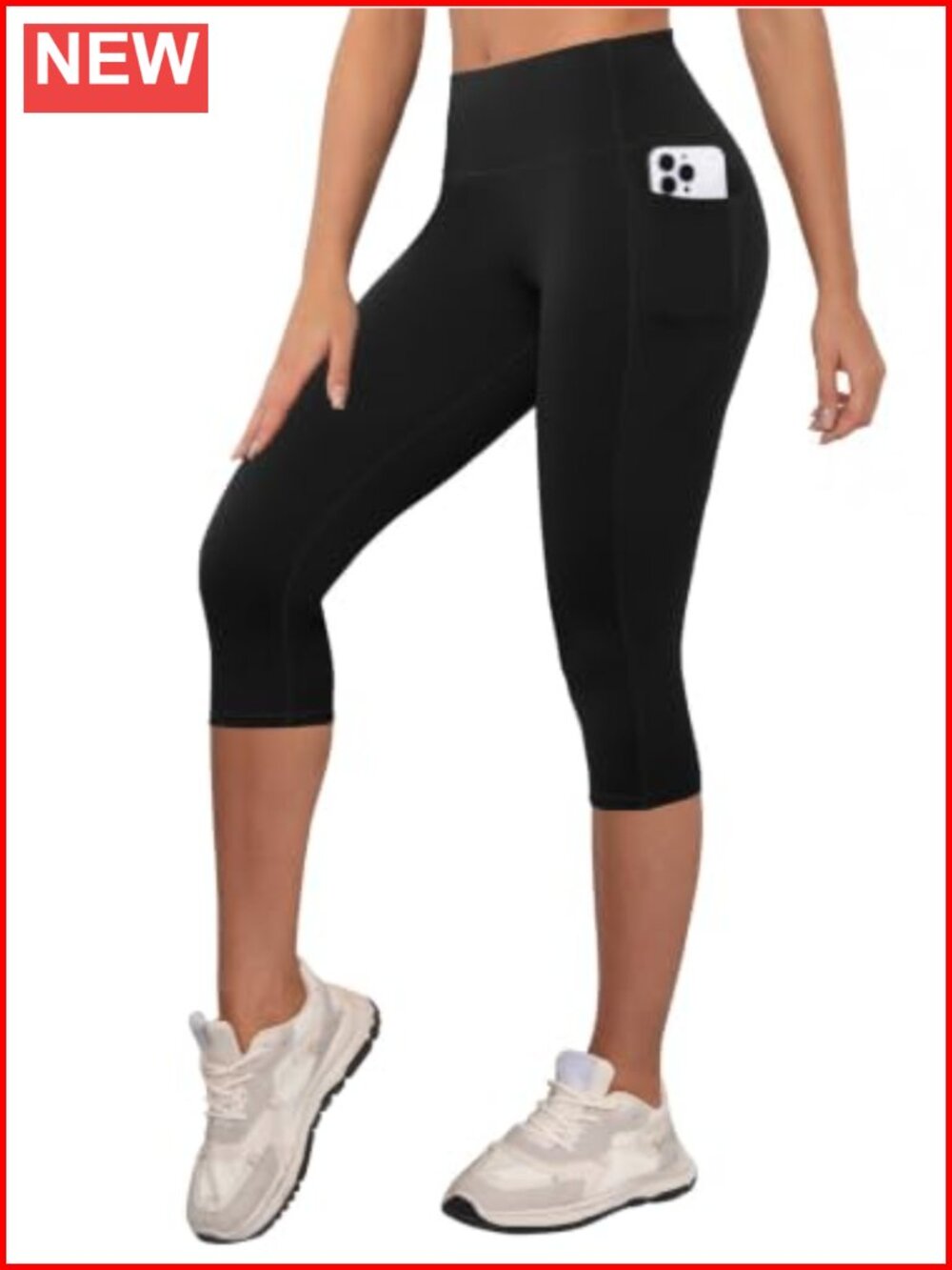 High Waisted Capri Leggings Women Yoga Pants with Pockets 4-Way Stretch